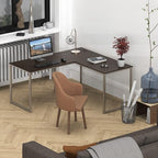 SHW Mission 55 x 60 Inches L-Shape Home Office Computer Desk, Espresso