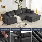 108” Modular Sectional Sofa, Cloud Sectional Couch with Deep Seat, Modern Modular L-Shape Sofa with Chaise,Upholstered Boneless Couches for Living Room Bedroom (Corduroy, Darkgrey)