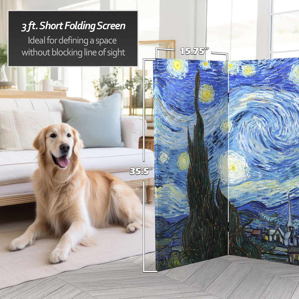 Red Lantern Double Sided Works of Van Gogh Canvas Room Divider - Starry Night...