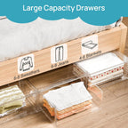 Vtopmart 4 Pack Large Clear Stackable Storage Drawers 27QT, Easily Assemble Plastic Closet Storage Bins, Dust-Proof UnderBed Organizer for Clothing, Sweater Organization