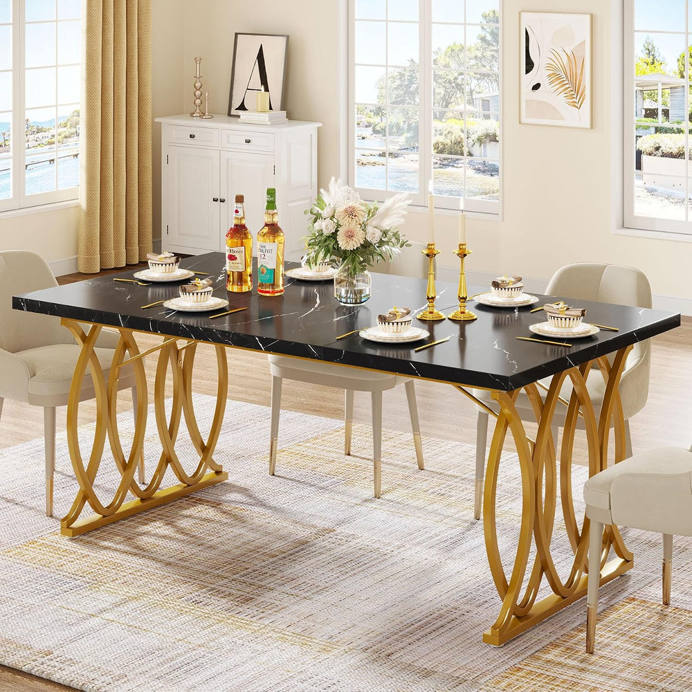 Tribesigns Modern Dining Table, 63" Large Kitchen Table for 4-6 People, ...