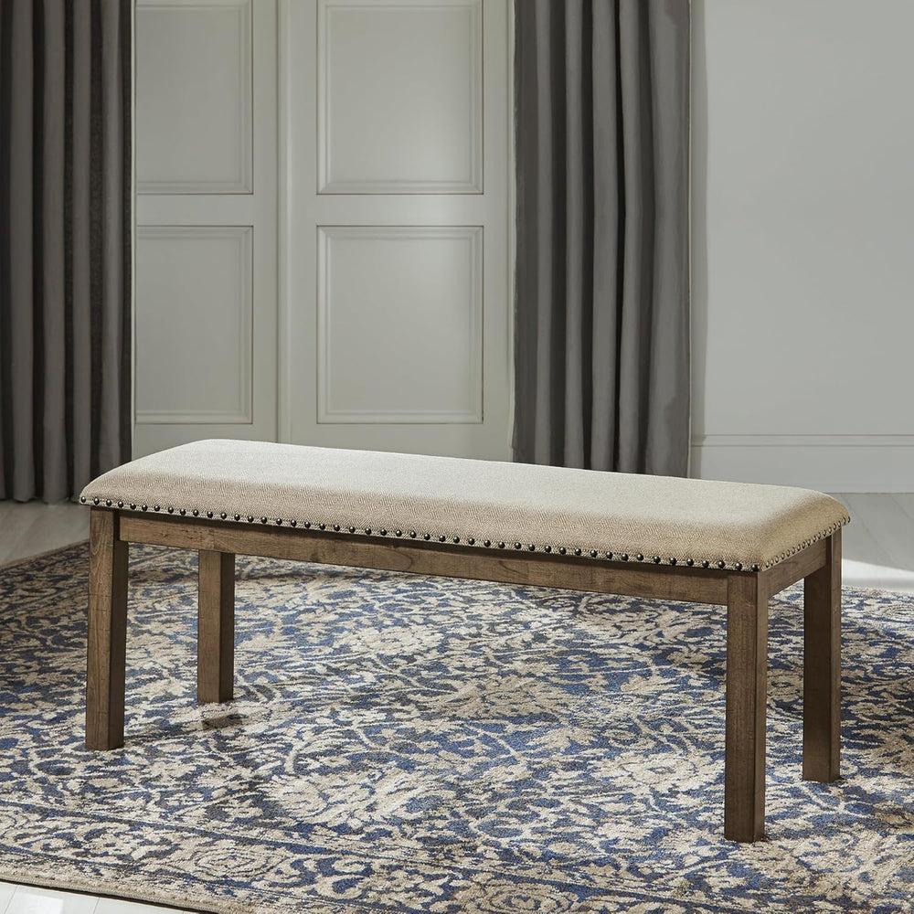 Signature Design by Ashley Moriville Wood Upholstered Dining Bench, Beige