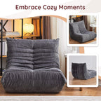 Giant Bean Bag Chair, Memory Foam Filled Oversized Corduroy Floor Sofa for Adults, High-Rebound Boneless Lazy Chair for Living Room, Bedroom, Reading & Gaming, Grey