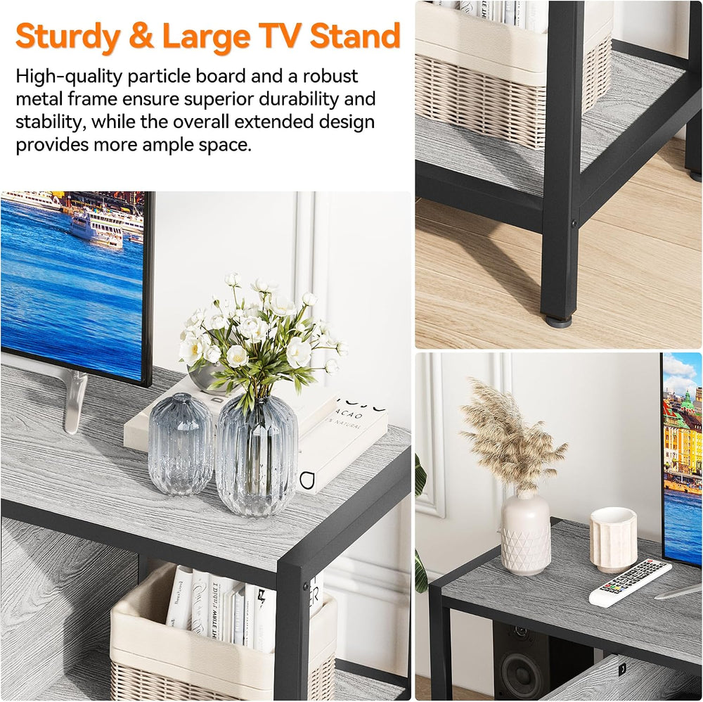 GarveeHome 58 in TV Stand with Storage, Entertainment Center with Adjustable ...