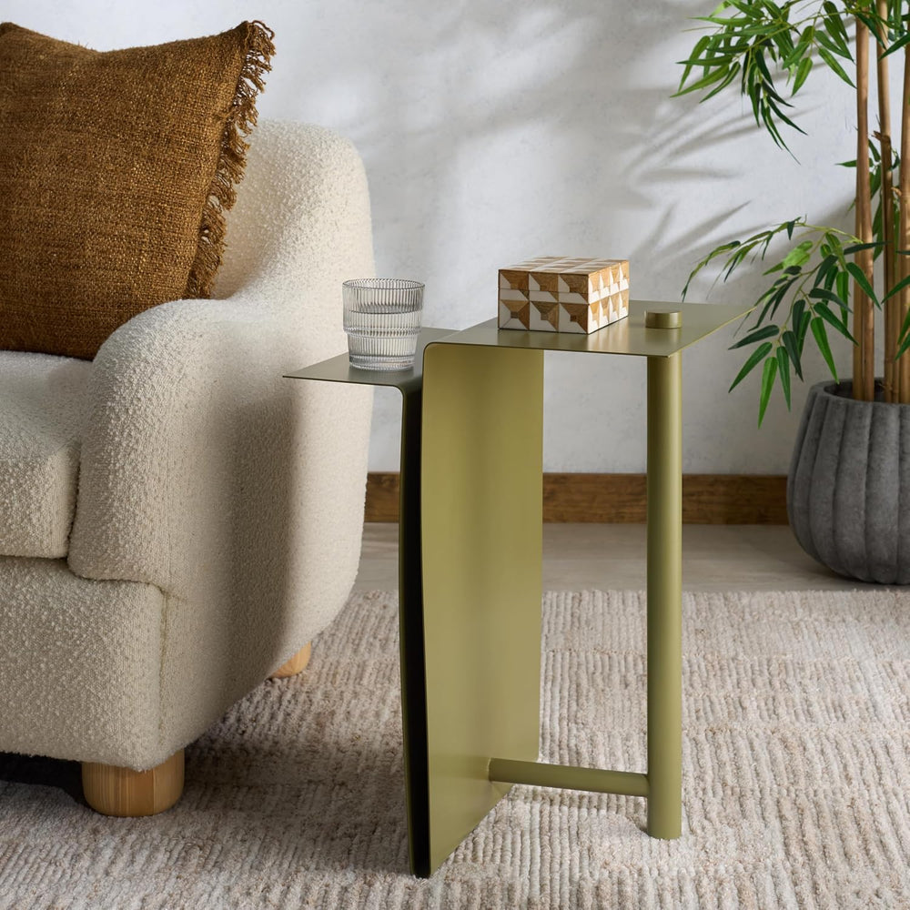SAFAVIEH Couture Collection - Aldwyn Olive Green Metal Accent Table, Modern F...