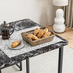 VECELO Kitchen Table and Chairs for 4, Dining Room Set with PU Chairs/Stools, Heavy-Duty Metal Frame, Faux Marble Tabletop, Space-Saving Design for Small Spaces, Easy Assembly, Elegant Black