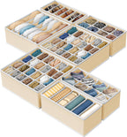 Simple Houseware Closet Underwear Organizer Drawer Divider Assorted 7 pcs | Beige