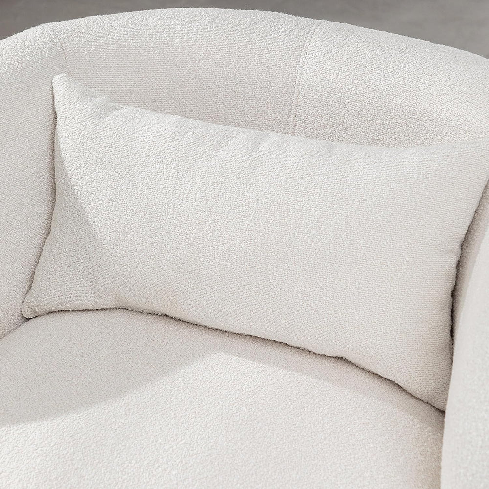 KINWELL 34" W Boucle Swivel Barrel Chairs with Pillow Set of 2, Beige