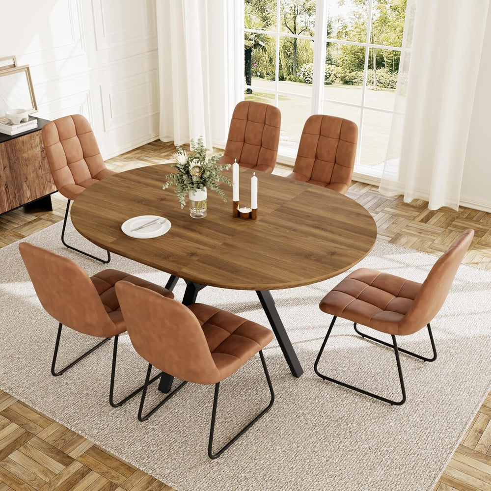 HIPIHOM Extendable Round Dining Table Set for 6 People, 43.3"-59.1"...