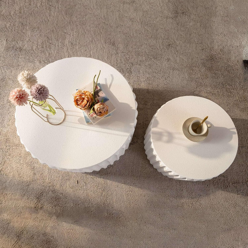 Modern Round Nesting Coffee Table Set of 2, Side Tables for Living Room