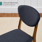 Best Choice Products Dining Chairs Set of 2, Mid-Century Modern Upholstered Wood, Armless w/Seat Cushion, Padded Backrest - Walnut/Navy Blue