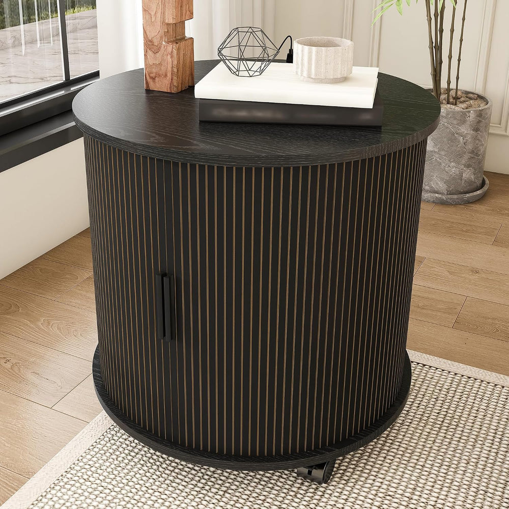 Mid Century Modern Side Tables Living Room with Charging Station, Small Side ...