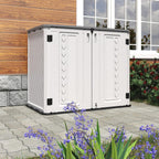 HOMSPARK Storage Shed Weather Resistance, Multi-Purpose Outdoor Storage Cabinet Waterproof, Outdoor Storage Cabinet for Garbage Cans, Lawnmower, Garden Accessories (Off White, Standard-26 cu ft)