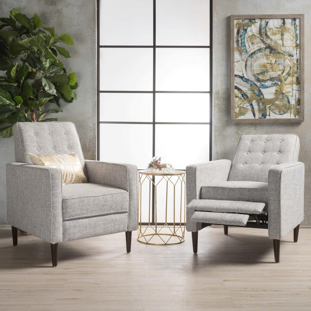 Christopher Knight Home Mervynn Mid-Century Modern Fabric Recliners, 2-Pcs Se...
