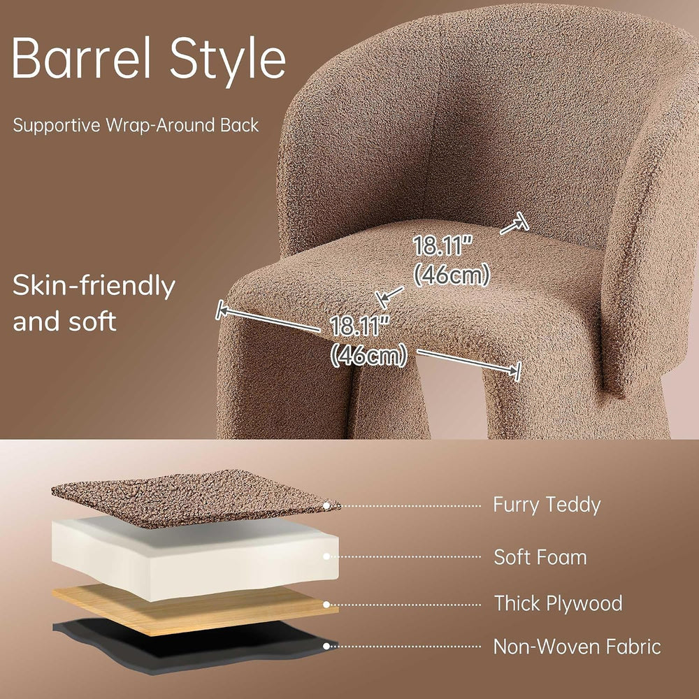 NORDICANA Barrel Dining Room Chairs with Arms, Faux Fur Accent Chairs Set of ...
