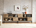 mopio Norwin Entryway Table, Sturdy Modern Rustic Industrial Farmhouse Sofa Table, Display Storage Shelf, Accent Cabinet, Oak Wood TV Stand, Entertainment Center, Media Console, Living Room (Double)