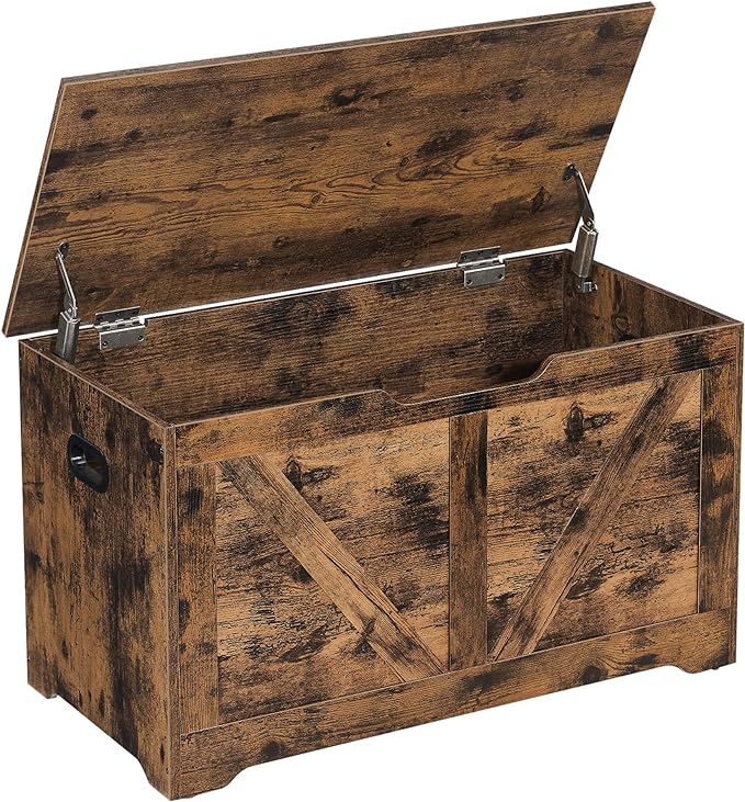 VASAGLE Storage Chest, Storage Trunk with 2 Safety Hinges, Storage Bench, Sho...