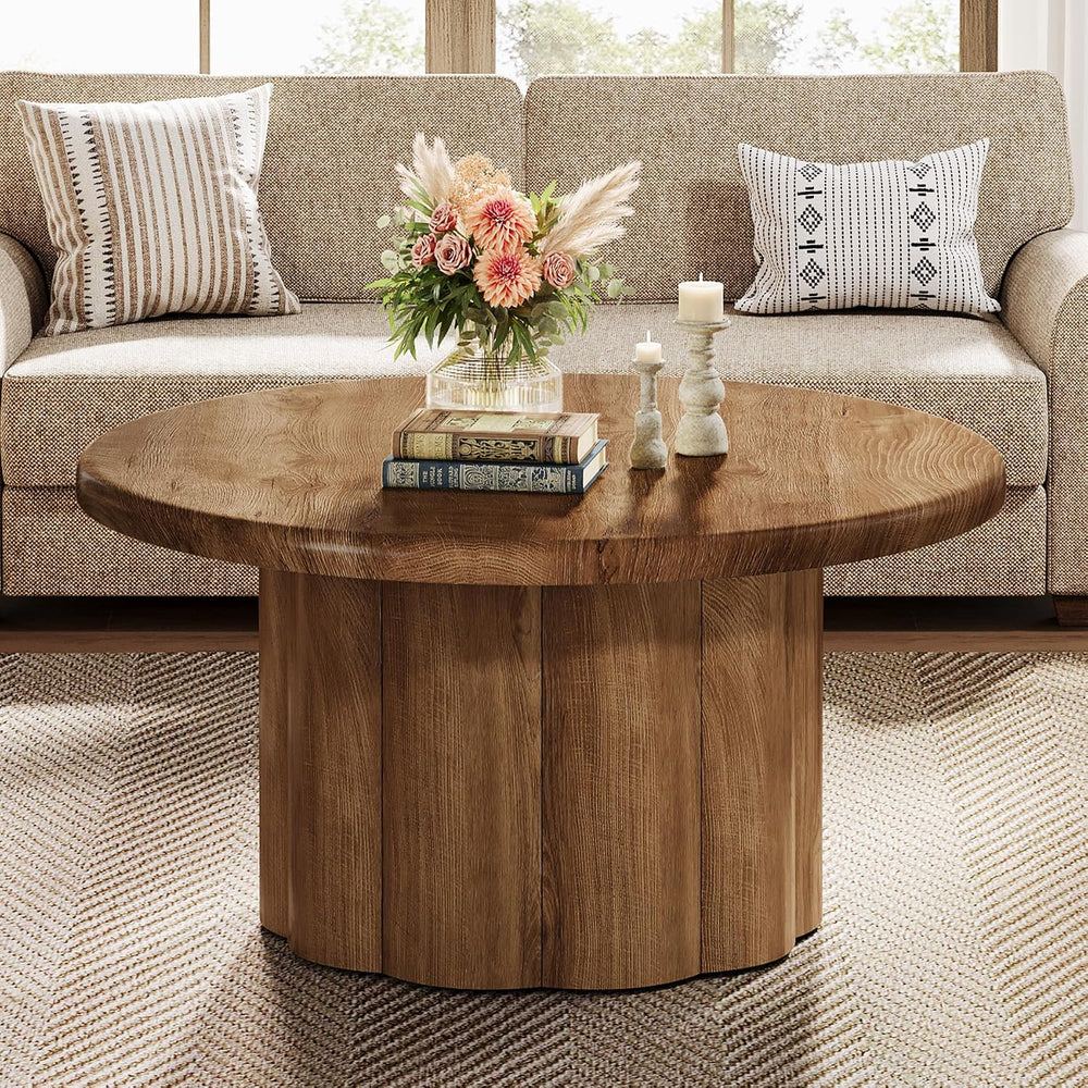Tribesigns 31.5" Round Coffee Table for Living Room, Farmhouse Circle Ce...