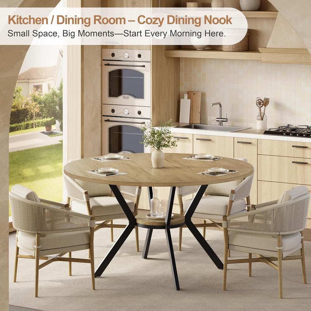 MECHYIN 42'' Round Dining Table for 2–4, Farmhouse Round Kitchen Tabl...