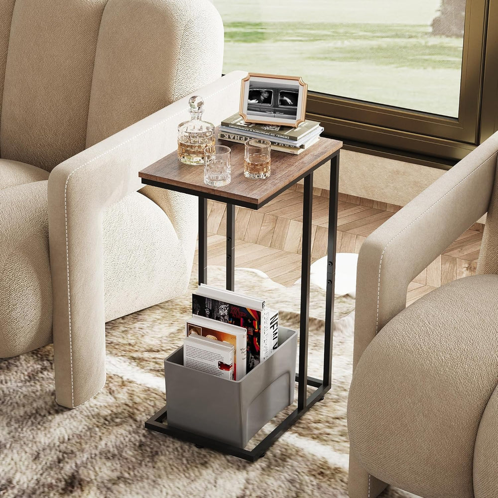 WLIVE C Shaped End Table, Small Side Tables for Sofa and Bed, Couch Table Tha...