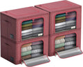 Sorbus Storage Bins with Metal Frame - Stackable & Foldable Clothes Organizer Bags - Oxford Fabric Storage Containers with Large Clear Window & Carry Handles Organization for Bedding Linen & Clothing