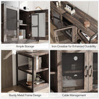 IDEALHOUSE Farmhouse TV Stand for 65/75 inches TVs, Entertainment Center with Storage Cabinet, Industrial Media Console Cabinet Table, Living Room Media Furniture, Rustic Oak