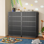 Tall Dresser for Bedroom with 5 Drawers, Fluted Chest of Drawers with Round Curved Corner, Hidden Handles, Modern Wood Storage Organizer for Bedroom, Nursery, Living Room
