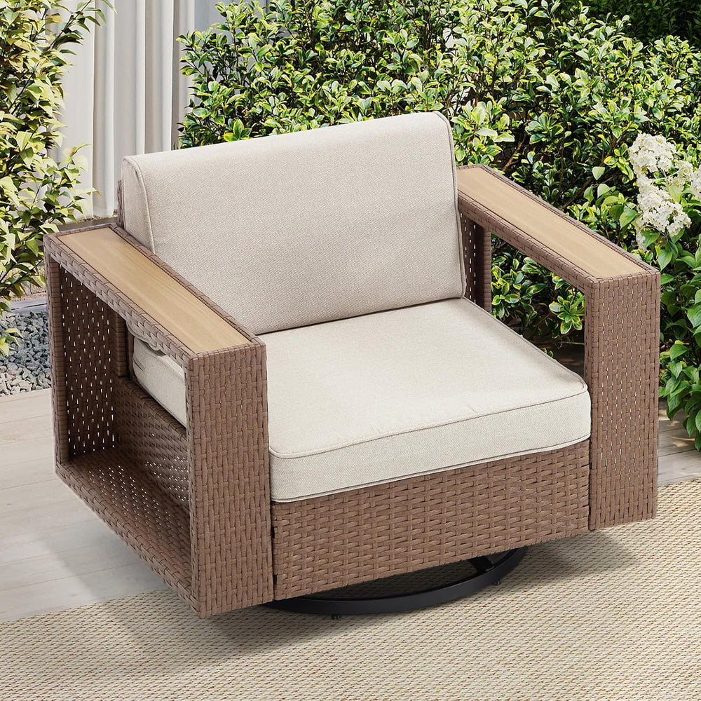 Bonzy Home Wicker Patio Chair, 360° Swivel Rattan Outdoor Patio Chairs with E...