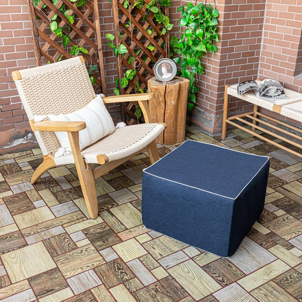 20x14 In Outdoor Square Ottoman – Lightweight Patio Ottoman Footrest with Hig...