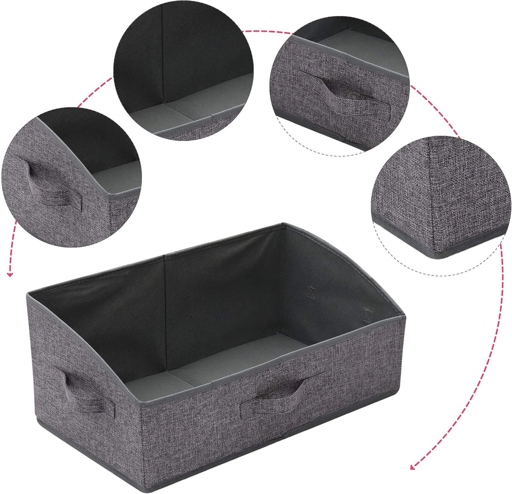 TENABORT 6 Pack Trapezoid Large Foldable Closet Storage Bins with Handle, Fabric Storage Organizer Cube Colth Containers Linen Box Shelf Baskets for Clothes Clothing Shelves Wardrobe