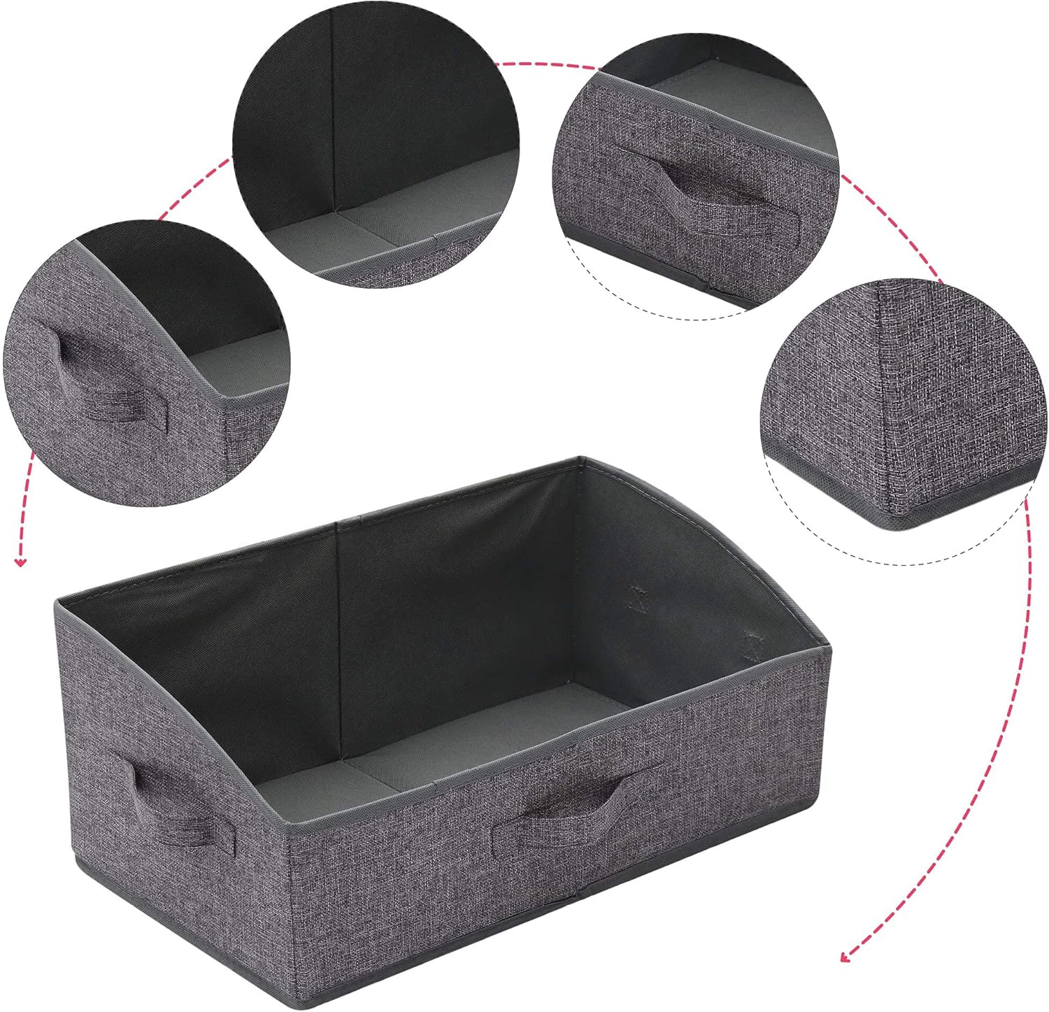 TENABORT 6 Pack Trapezoid Large Foldable Closet Storage Bins with Handle, Fabric Storage Organizer Cube Colth Containers Linen Box Shelf Baskets for Clothes Clothing Shelves Wardrobe