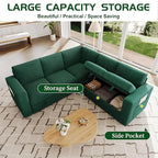 83.5" Sectional Sleeper Sofa with Pull Out Couch, Modern 5 Seat L Shaped Modular Couch,Green Sectionals Modular Sofa with Storage, Comfy Corduroy Couches Sectional for Living Room & Apartment