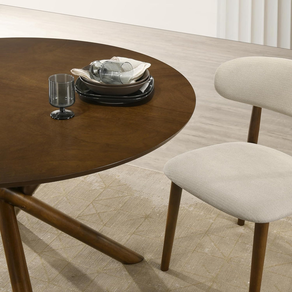 Roundhill Furniture Arnott Round Dining Table, Walnut Finish