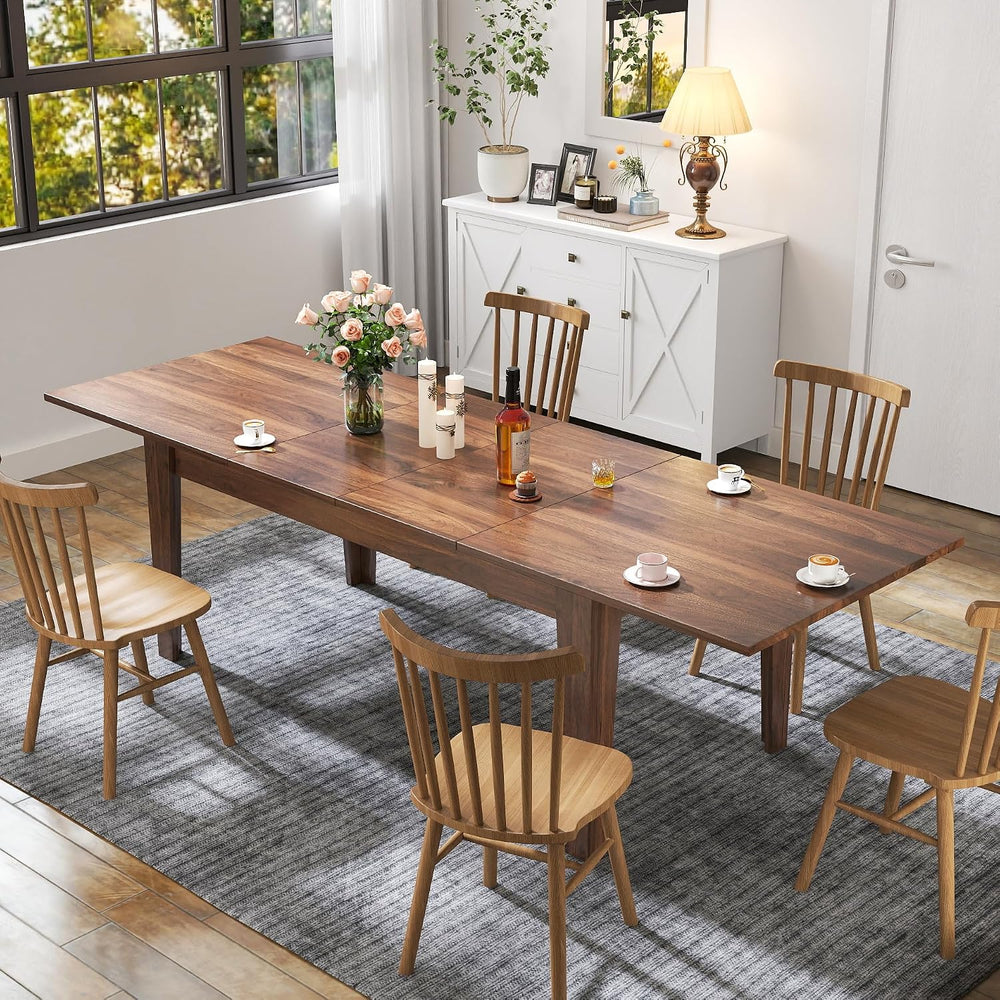 70-106" Expandable Dining Table, Wood Extendable Room Table, Long Kitche...