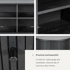 WERMO 55'' Black Sideboard Cabinet with Doors and Shelves - Black Cabinet for Living Room, Bedroom, Entryway and Office Credenza. Kitchen Buffet, Modern Media Console Table with Storage (Black Oak)