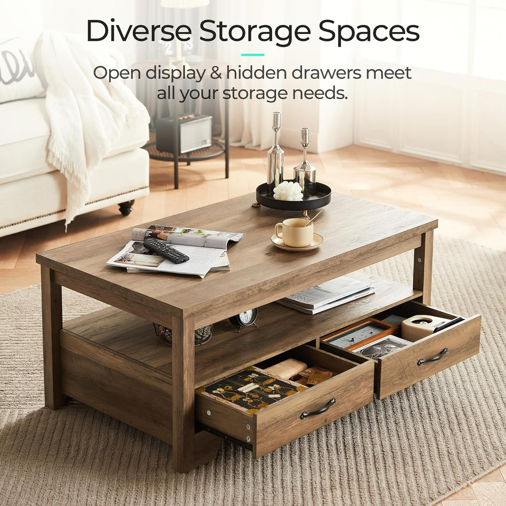 LINSY HOME Farmhouse Coffee Table Sets 3 Pieces, Wood Living Room Table Set I...