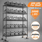 Storage Shelves Heavy Duty with Wheels,45"W x 20"D x 72"H Garage Wire Shelving Unit Loads 2000LBS,5-tier Adjustable Metal Industrial Utility Shelf Rack for Kitchen,Laundry,Pantry,Warehouse,Basement