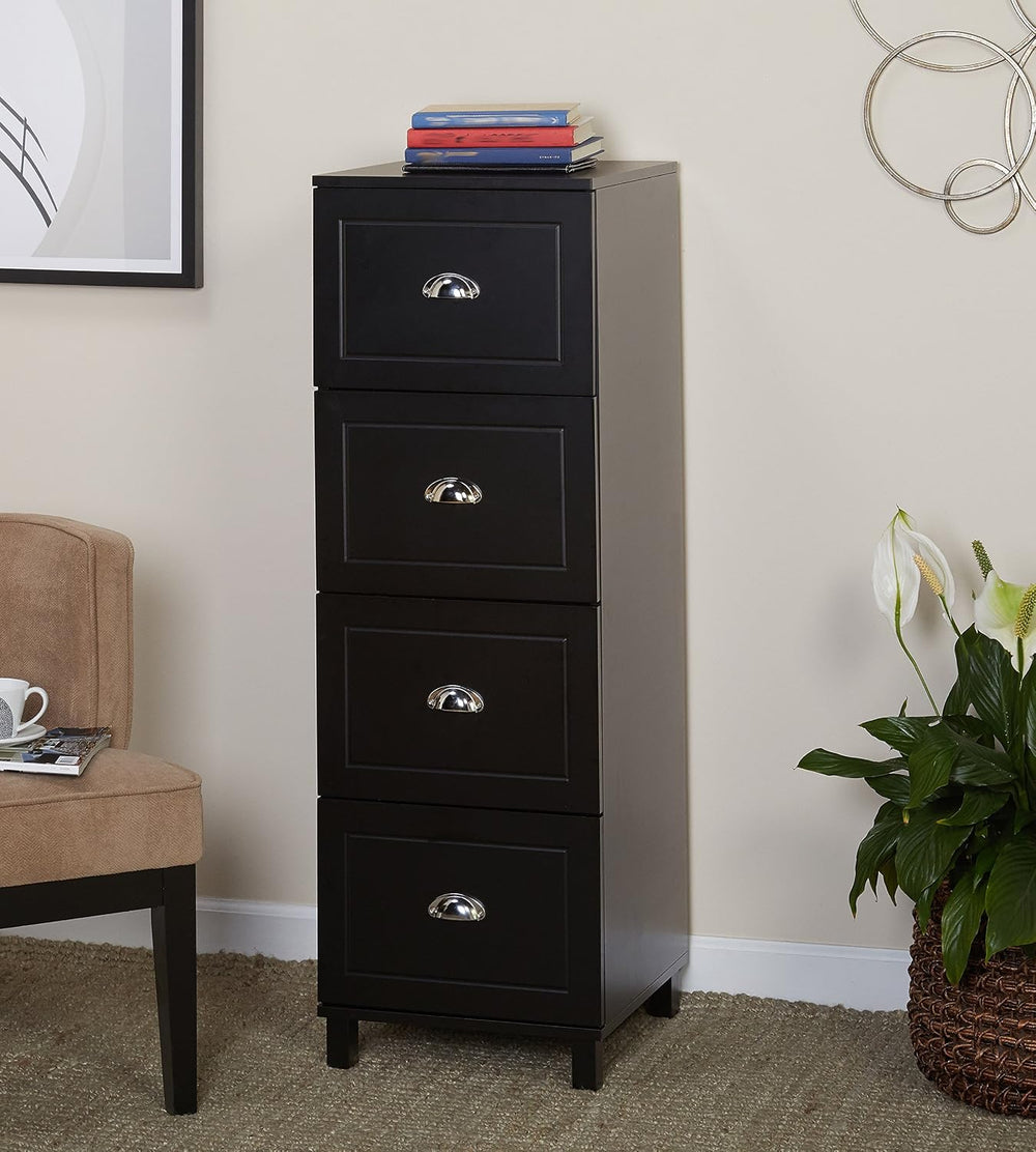 Bradley 4 Drawer Filing Cabinet, Black | Home Office