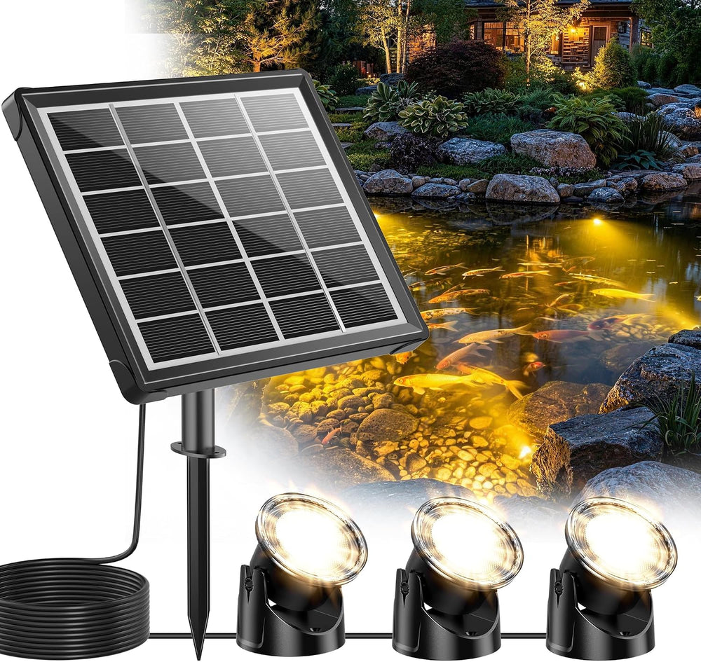 POPOSOAP Warm White Solar Pond Lights, Underwater Solar Lights with Timer, 2 ...