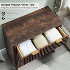 T4TREAM Fluted 3 Drawers Nightstand Set of 2, Oversized Extra Large Modern Side Table, End Table Bedside for Bedroom, Living Room, Curved Profile Design, Dark Walnut