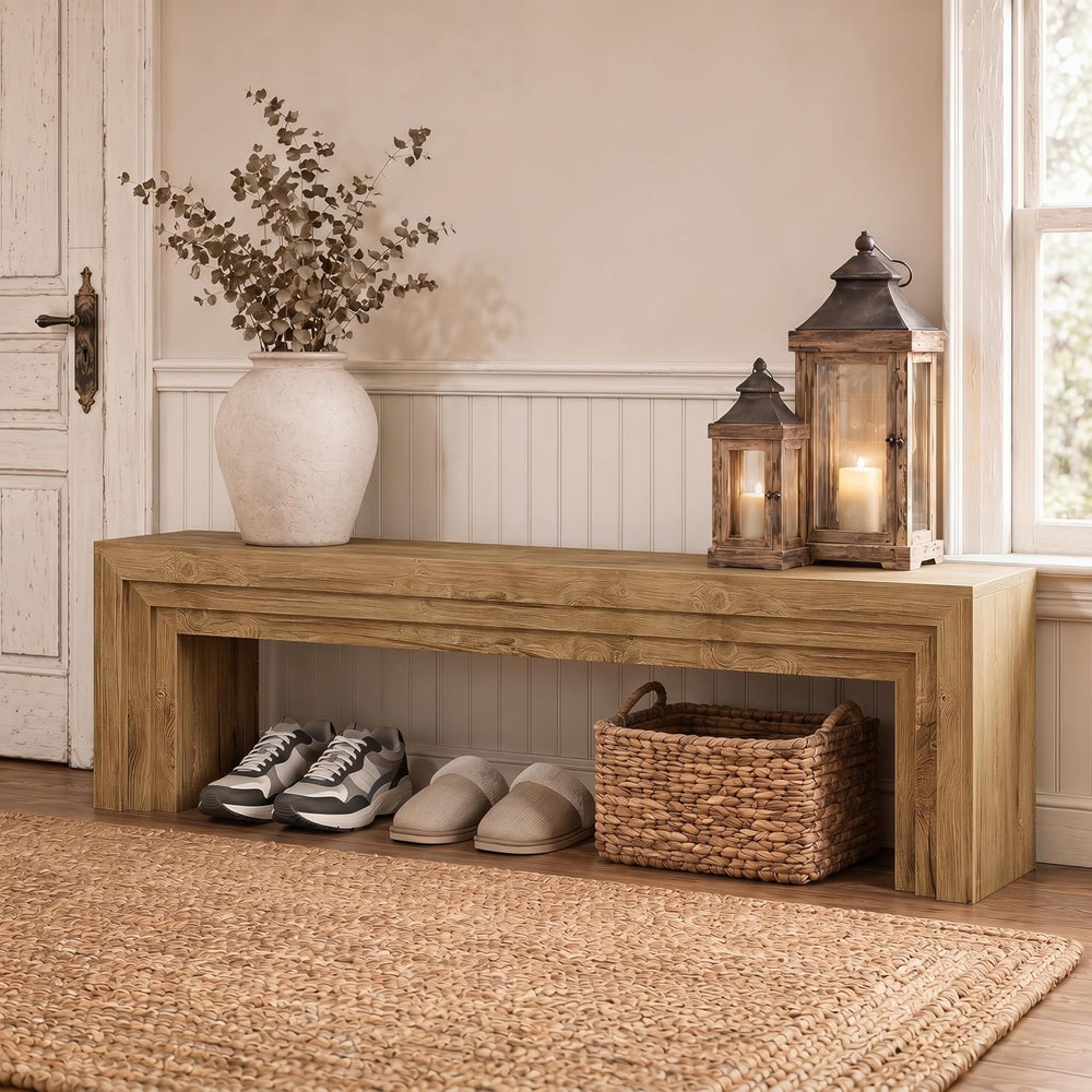 Tribesigns 71'' Extra Long Shoe Storage Bench,Mid-Century Modern Entr...