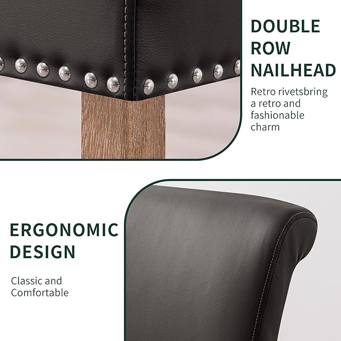 CHUN YI Dining Chairs Set of 2, Faux Leather Upholstered Dining Room Chairs w...