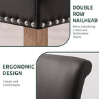 CHUN YI Dining Chairs Set of 6, Faux Leather Upholstered Dining Room Chairs with Nailhead Trim and Wood Legs, Mid Century Modern Parsons Side Chairs for Kitchen, Grey