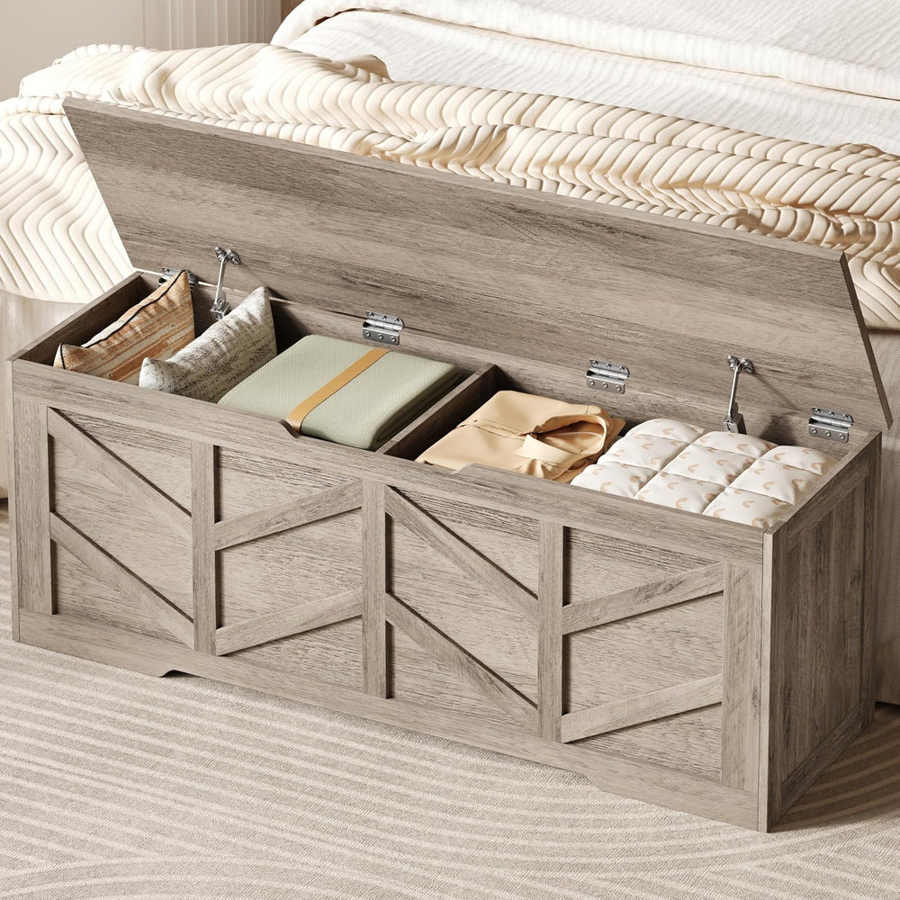 Extra Large Storage Chest, Storage Bench with 2 Safety Hinges | 51.2" St...