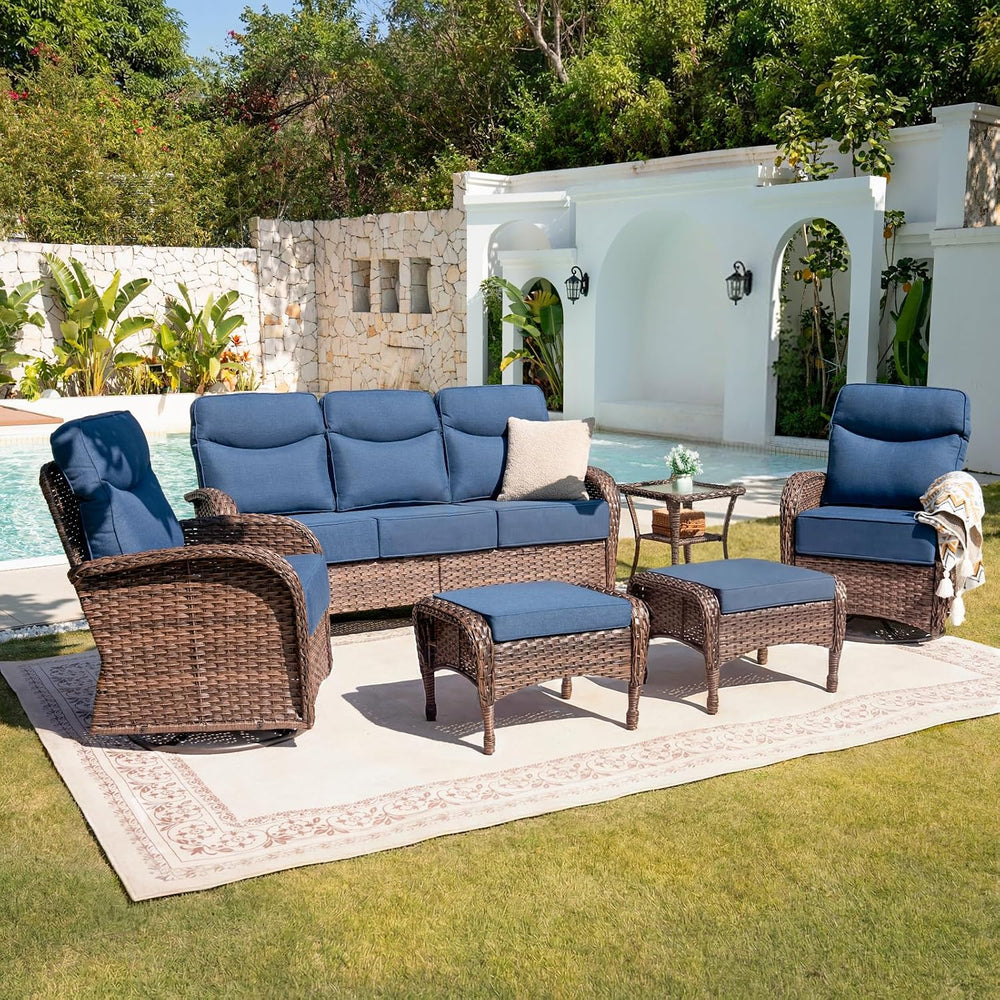 Belord Upgraded 6“ Cushion Luxury 6 Piece Patio Furniture Set - Wicker Couch ...