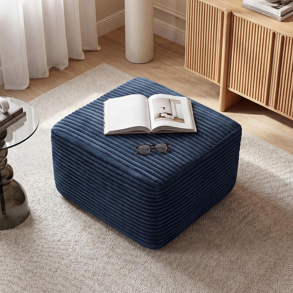 27.6" Floor Ottoman, Plush Corduroy Ottoman Foot Rest for Couch in a Box...