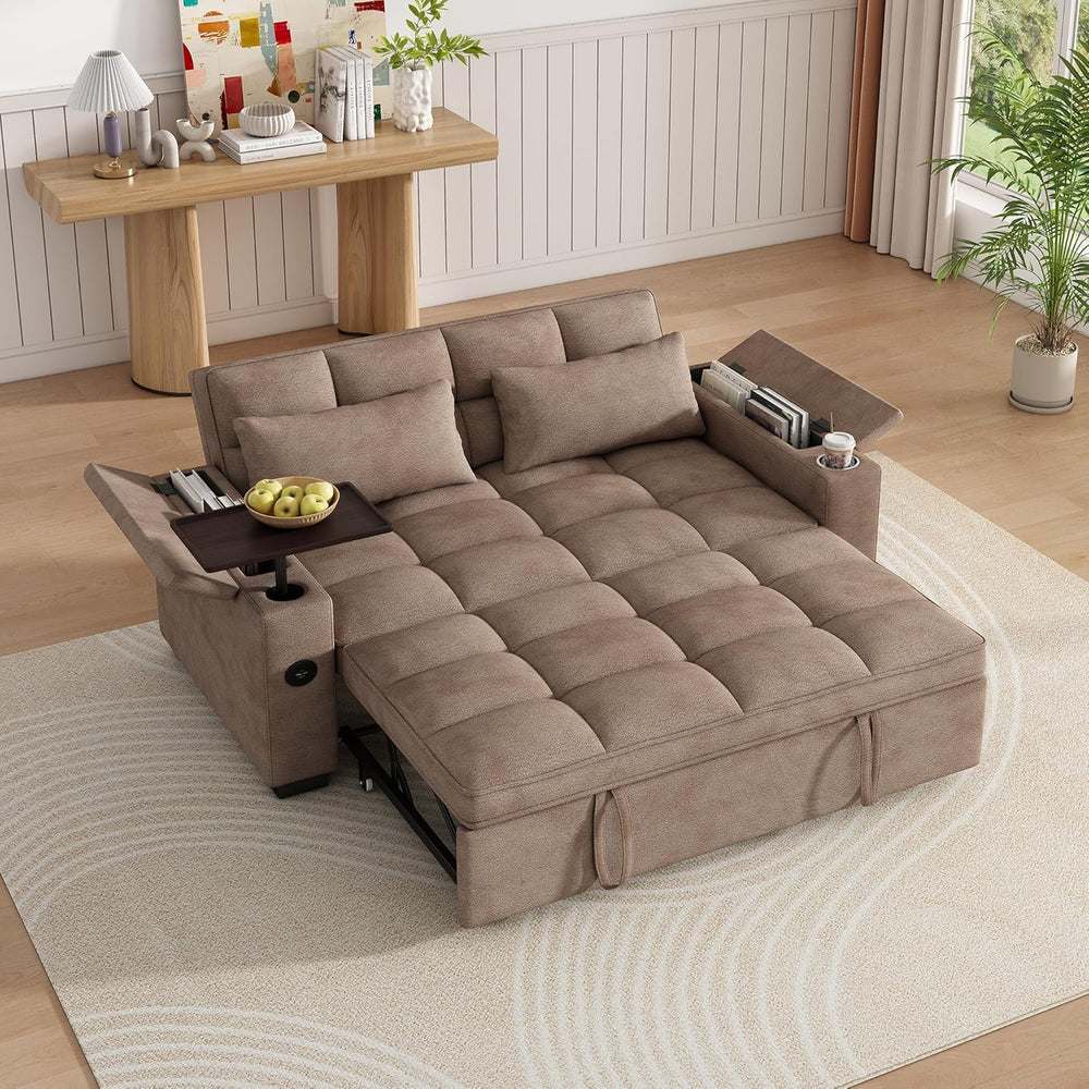 KEIKI 65" 3-in-1 Pull-Out Sofa Bed, Compact Convertible Sleeper Couch wi...