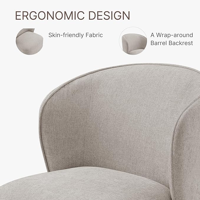 Upholstered Dining Chair with Casters No Assembly Linen DeskChair Wingback Single Sofa for Kitchen Diningroom Bedroom Readingroom,2 PCS,Beige