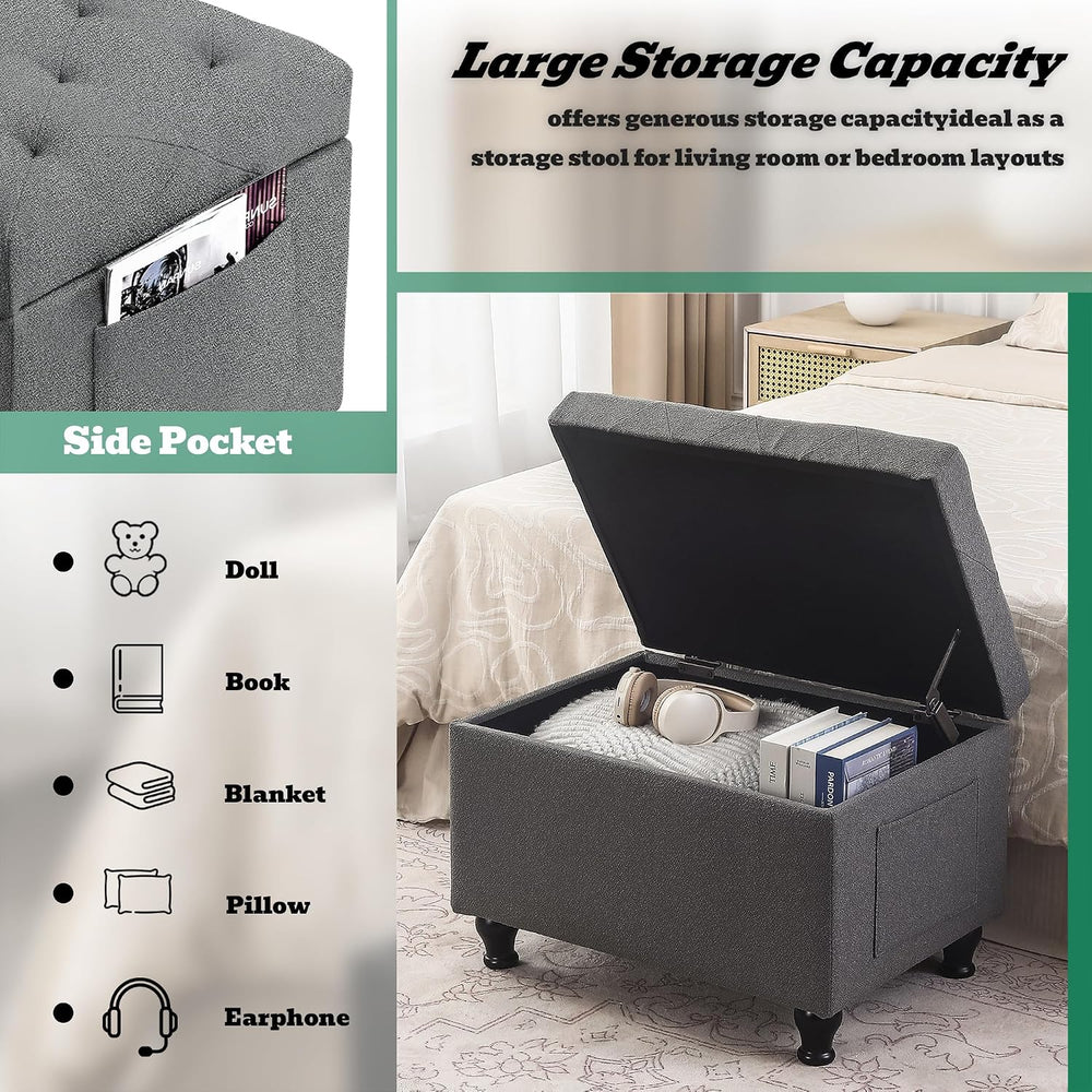 Ottoman with Storage 24'' Storage Ottomans Fabric Ottoman Footstools ...