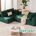 108” Modular Sectional Sofa, Cloud Sectional Couch with Deep Seat, Modern Modular L-Shape Sofa Couch with Chaise,Upholstered Boneless Couches for Living Room Bedroom (Green, Left Facing Chaise)